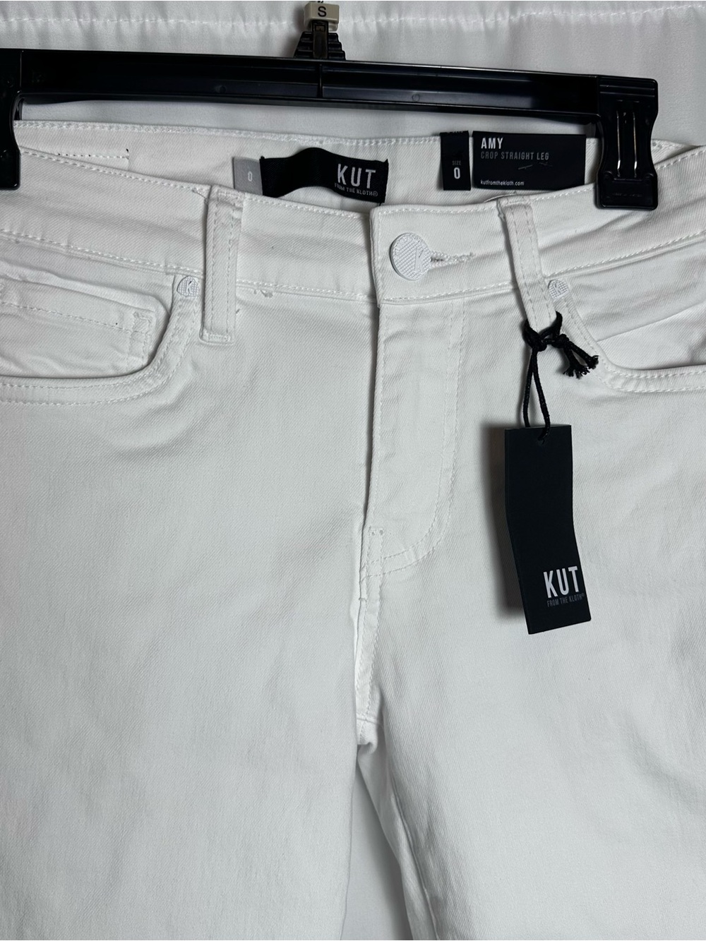 KUT from the Kloth Amy Crop Straight Leg White Jeans NWT size 0 - Picture 5 of 13